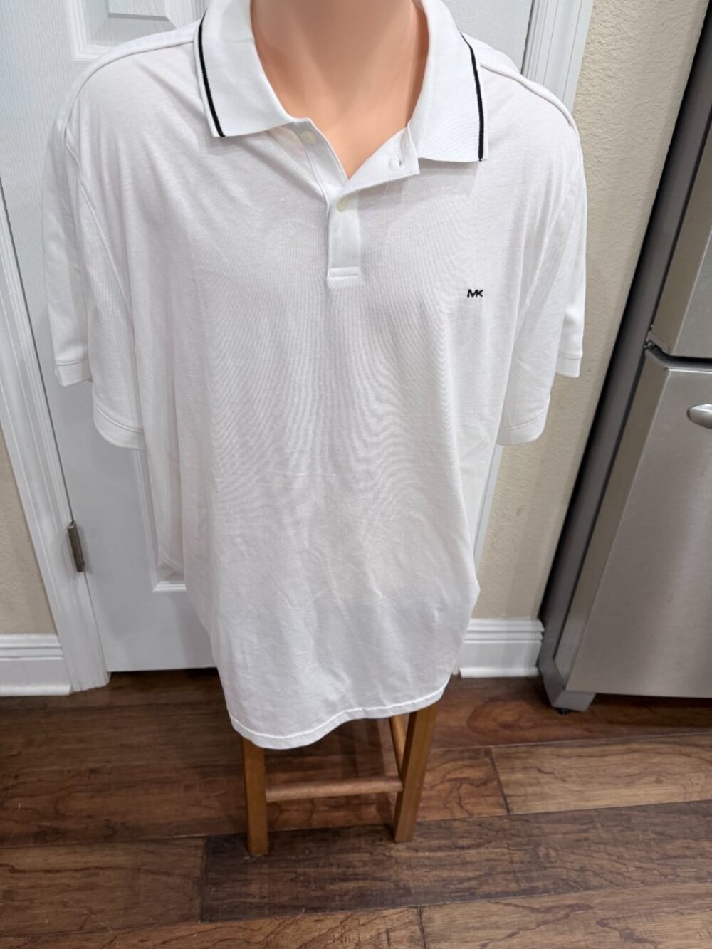 NWT Michael Kors White Polo Shirt XXL 100% Cotton Black Trim Golf Resort